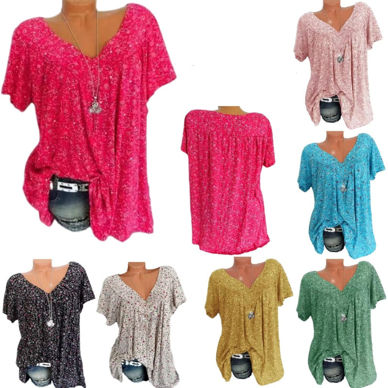 Ladies Boho Summer Blouse with Floral Print - Celeste-Beige-S-State of Style