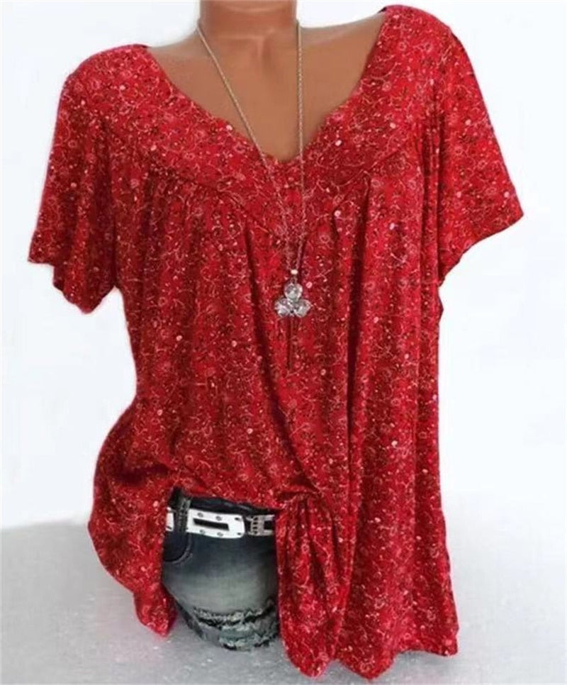 Ladies Boho Summer Blouse with Floral Print - Celeste-Bordeaux-S-State of Style