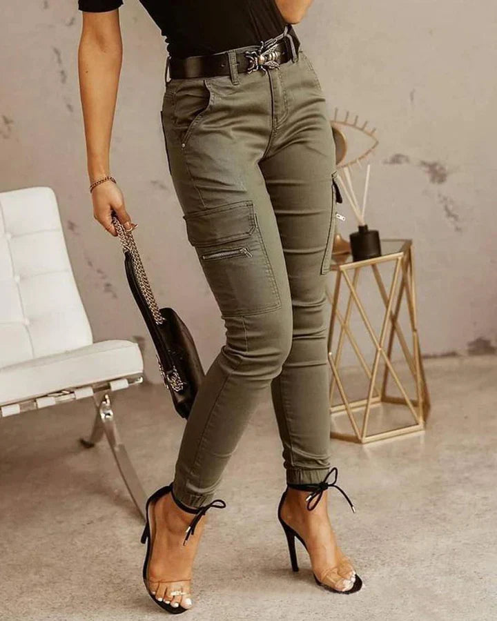 Ladies Cargo Jeans - Livia-Green-XS-State of Style