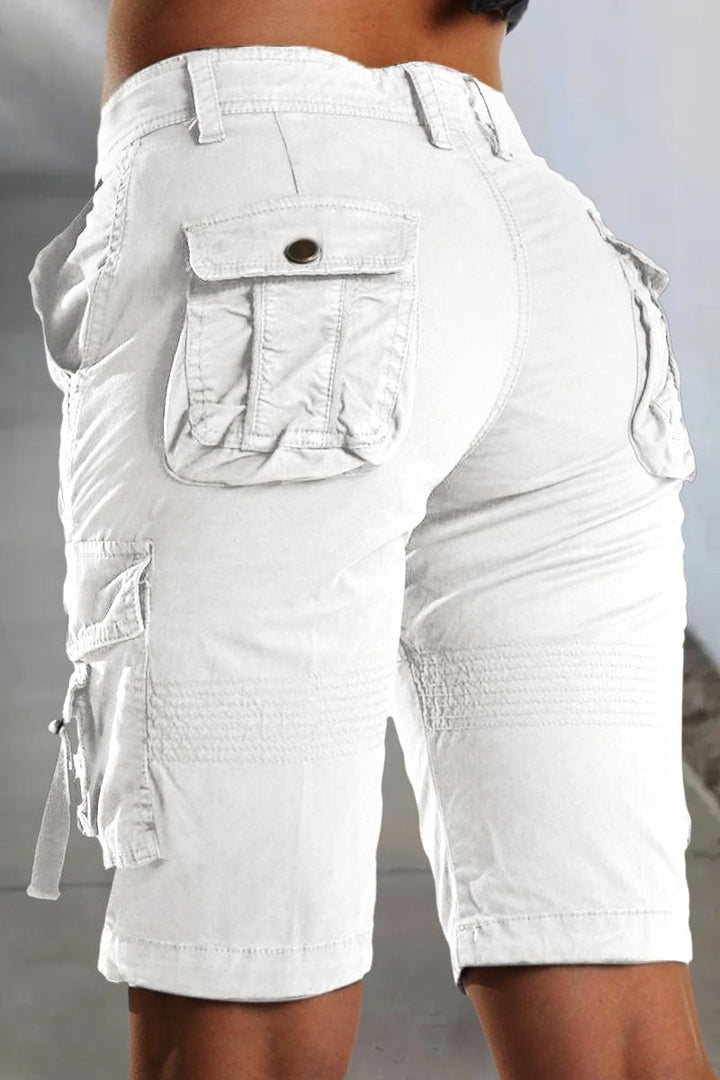 Ladies' Cargo Shorts with Pockets and Comfortable Fit for Summer - Malea-White-XS-State of Style
