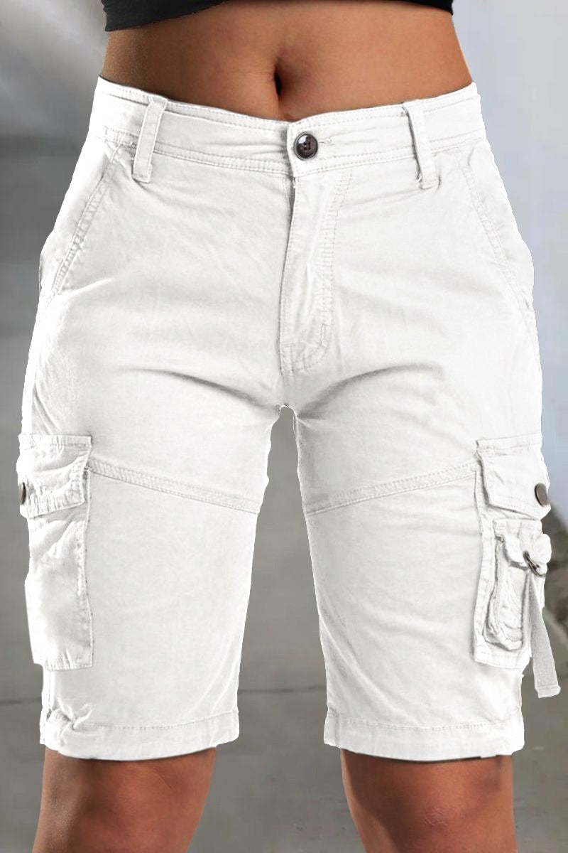 Ladies' Cargo Shorts with Pockets and Comfortable Fit for Summer - Malea-White-XS-State of Style