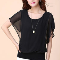 Ladies' chiffon blouse with ruffled sleeves – Ariana-Black-S-State of Style