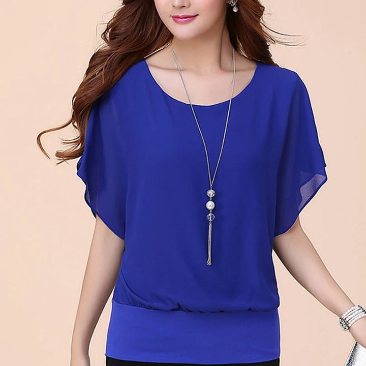 Ladies' chiffon blouse with ruffled sleeves – Ariana-Black-S-State of Style