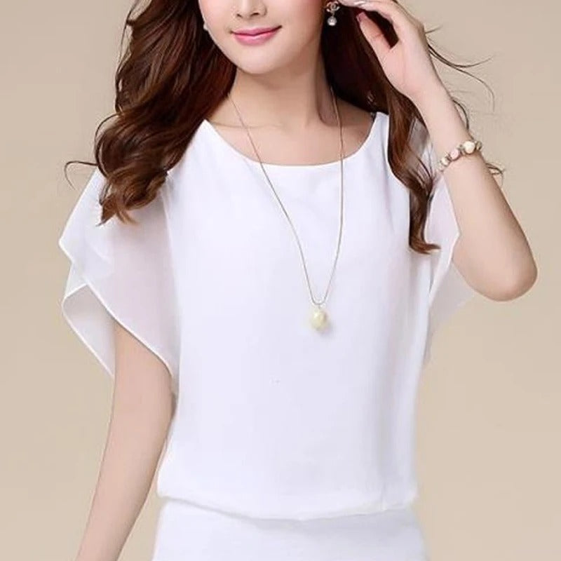 Ladies' chiffon blouse with ruffled sleeves – Ariana-Black-S-State of Style