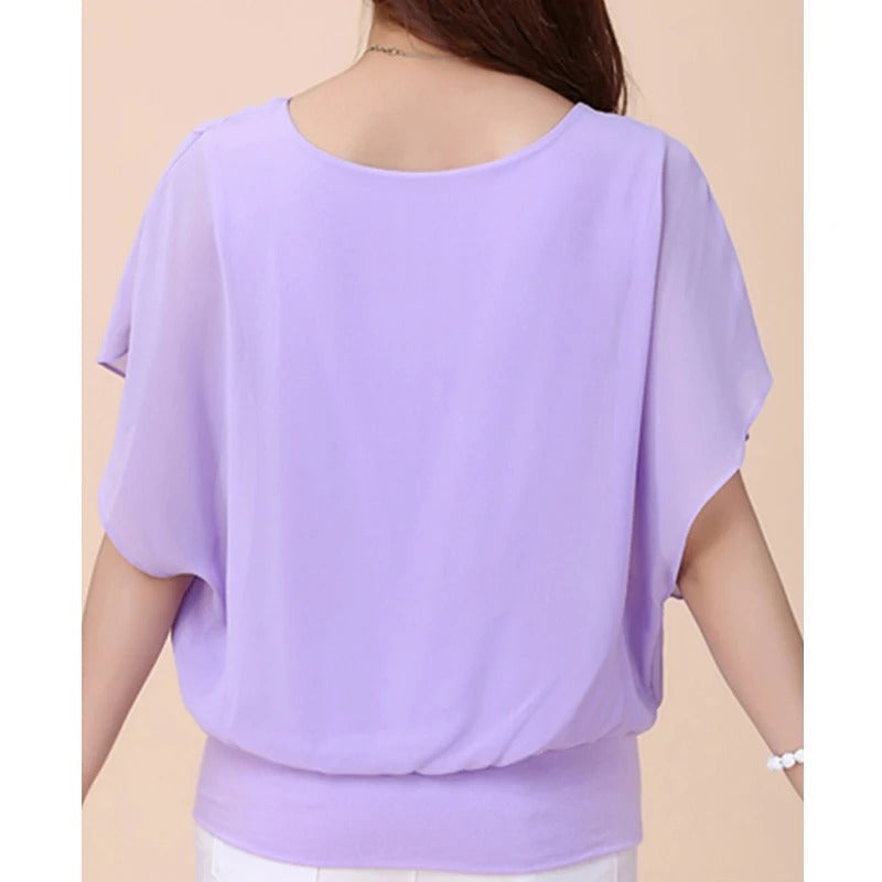Ladies' chiffon blouse with ruffled sleeves – Ariana-Black-S-State of Style