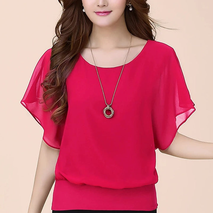Ladies' chiffon blouse with ruffled sleeves – Ariana-Black-S-State of Style