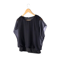 Ladies' chiffon blouse with ruffled sleeves – Ariana-Black-S-State of Style