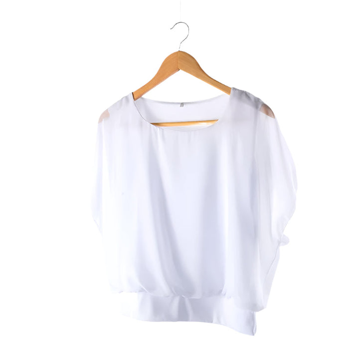 Ladies' chiffon blouse with ruffled sleeves – Ariana-White-S-State of Style