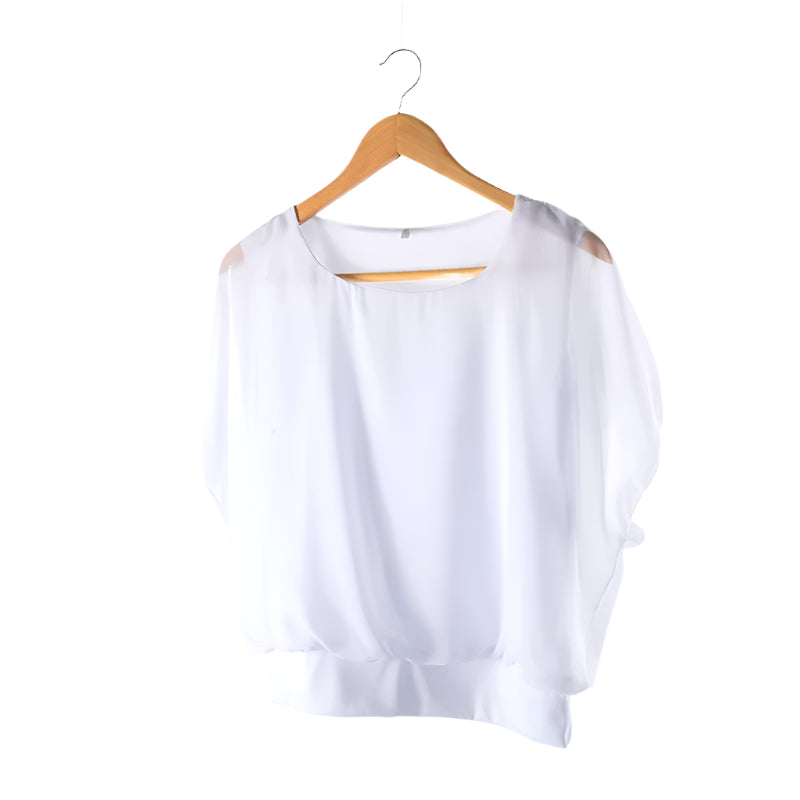 Ladies' chiffon blouse with ruffled sleeves – Ariana-White-S-State of Style