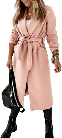 Ladies Classic Coat with Notched Collar and Open Front – Paulina-Olive green-S-State of Style