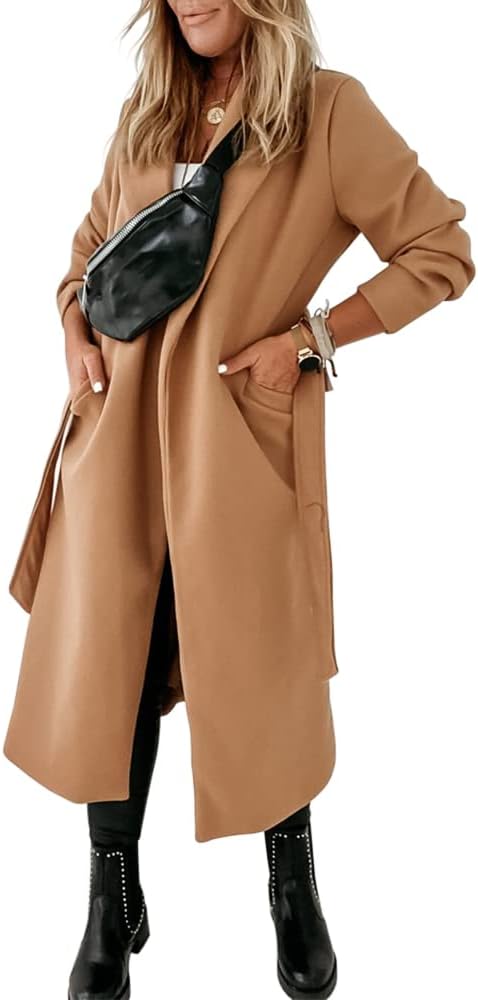 Ladies Classic Coat with Notched Collar and Open Front – Paulina-Olive green-S-State of Style