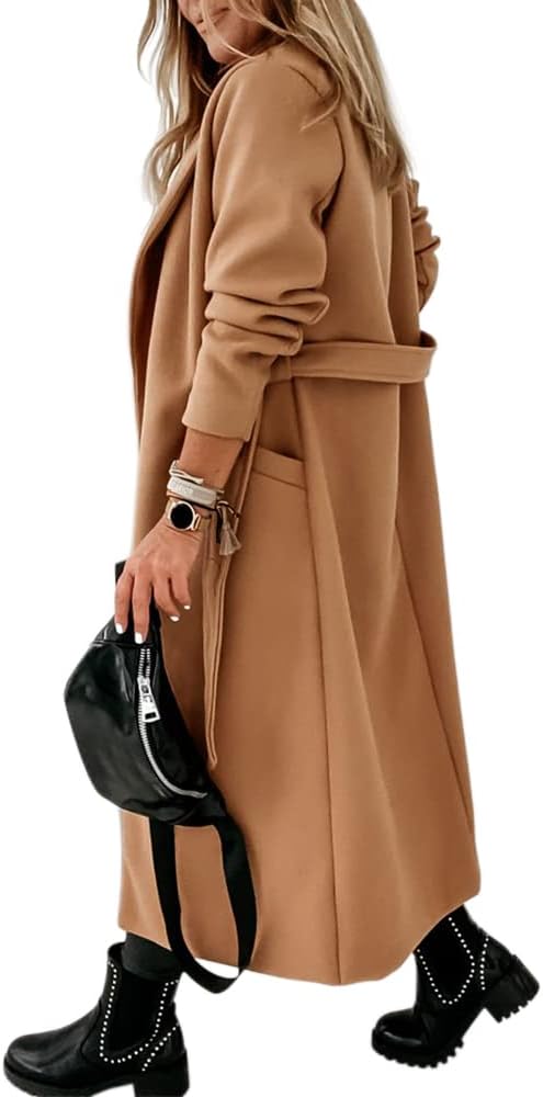 Ladies Classic Coat with Notched Collar and Open Front – Paulina-Olive green-S-State of Style