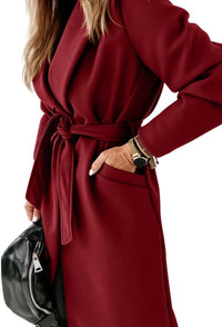 Ladies Classic Coat with Notched Collar and Open Front – Paulina-Olive green-S-State of Style