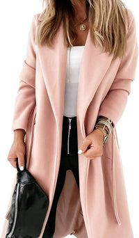 Ladies Classic Coat with Notched Collar and Open Front – Paulina-Pink-S-State of Style
