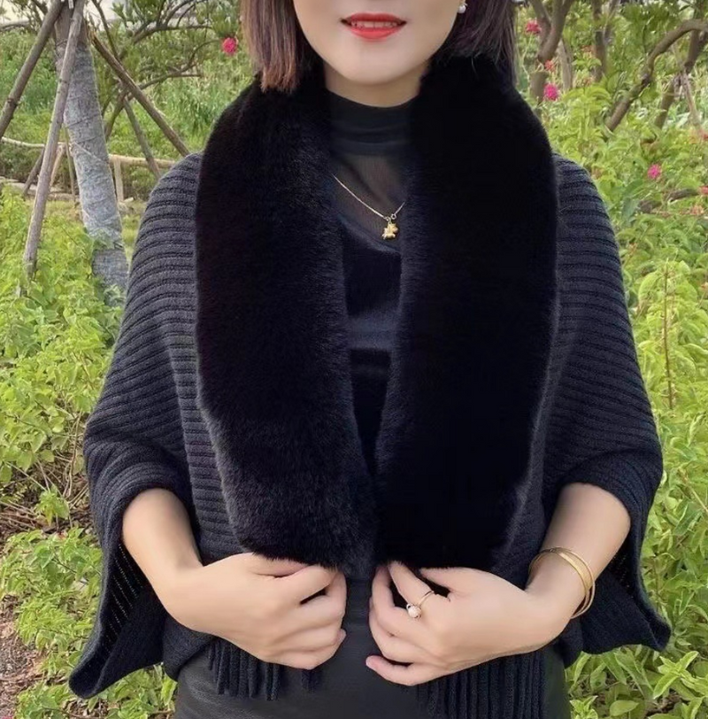 Ladies' Coat Louise – With Luxurious Faux Fur Collar | One Size-Black-State of Style