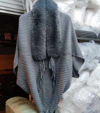 Ladies' Coat Louise – With Luxurious Faux Fur Collar | One Size-Gray-State of Style