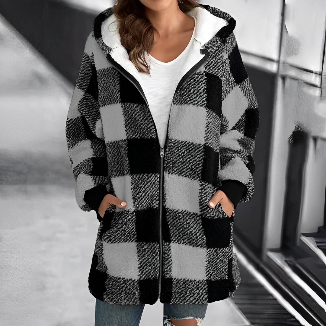 Ladies' Coat with Hood - Camila-Grey-S-State of Style