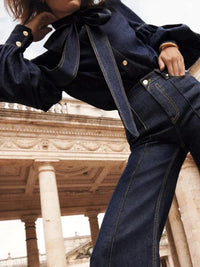 Ladies’ Denim Blouse with Puff Sleeves - Riva-S-State of Style