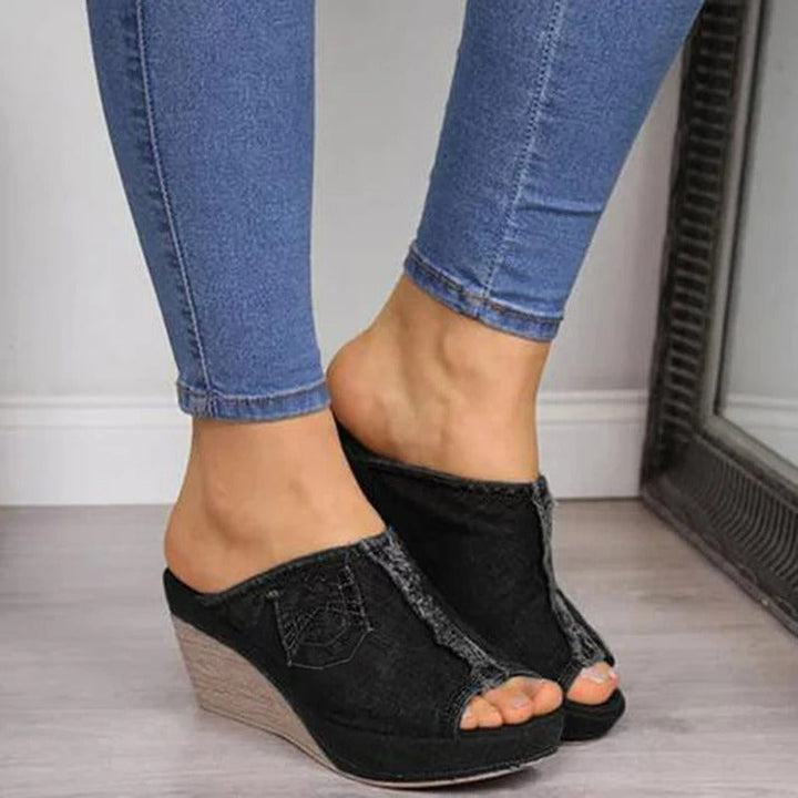 Ladies' denim wedge sandals – Elisabetta-Blue-3-State of Style