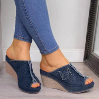 Ladies' denim wedge sandals – Elisabetta-Blue-3-State of Style