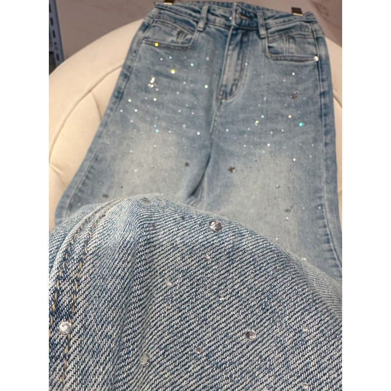 Ladies Glitter Jeans for a Sparkling Look - Jade-Blue Grey-S-State of Style