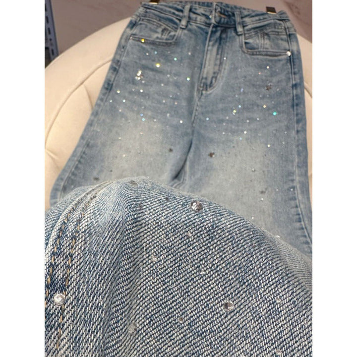 Ladies Glitter Jeans for a Sparkling Look - Jade-Blue Grey-S-State of Style