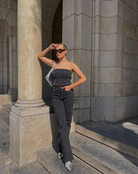 Ladies Glitter Jeans for a Sparkling Look - Jade-Blue Grey-S-State of Style