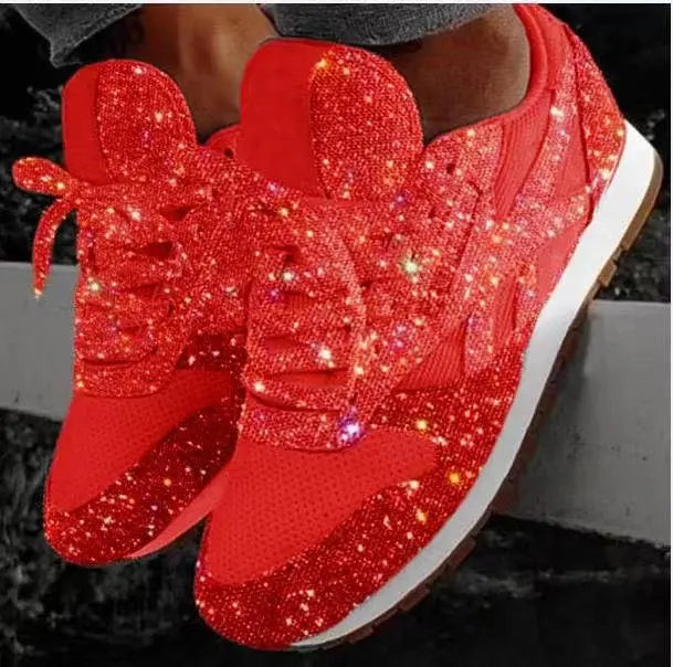 Ladies Glitter Shoes with Sequins - Livia-Red-4-State of Style