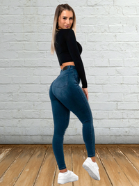 Ladies High-Waisted Jeans - Olivia-Dark Blue-S-State of Style