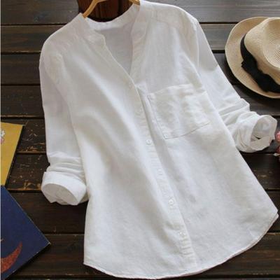 Ladies Linen Shirt with Long Sleeves – Isla-White-S-State of Style