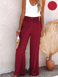 Ladies' linen trousers with a high waist and wide leg – Livia-Rose Red-S-State of Style