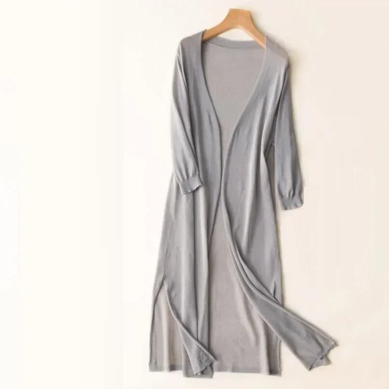 Ladies long sleeve cardigan - Elda-Grey-S-State of Style
