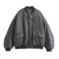 Ladies Oversized Grey Bomber Jacket - Alexa-Grey-XS-State of Style
