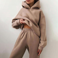 Ladies Oversized Lounge Jogging Set – Liv-Light brown-State of Style