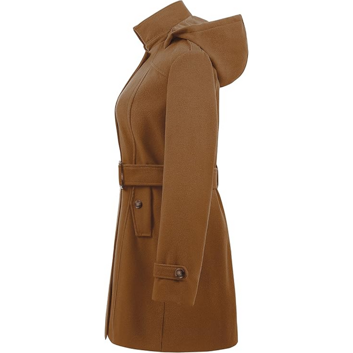 Ladies Padded Winter Trench Coat with Hood - Nina-Black-S-State of Style