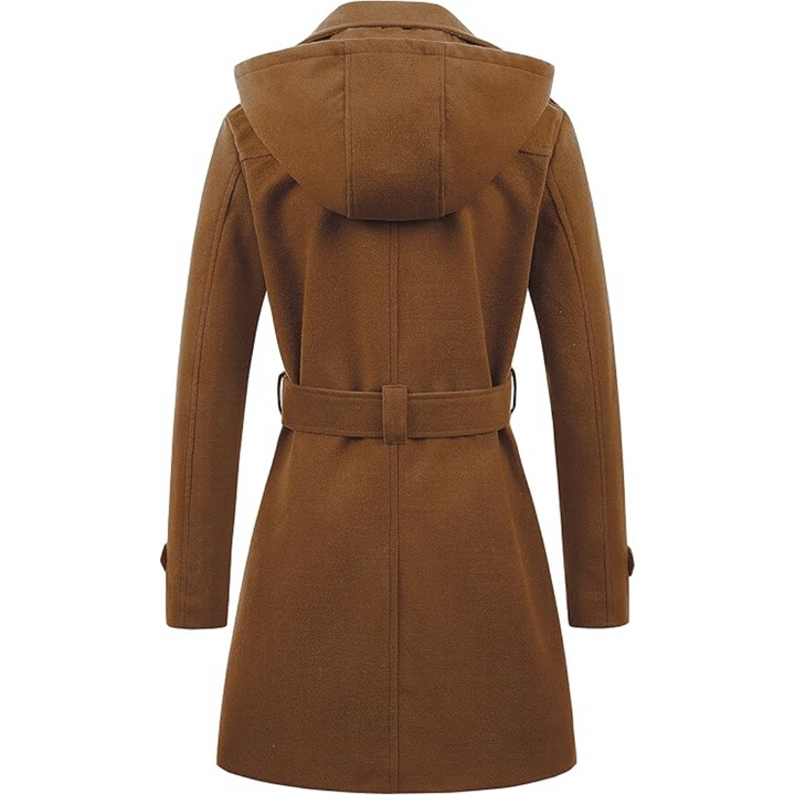 Ladies Padded Winter Trench Coat with Hood - Nina-Black-S-State of Style