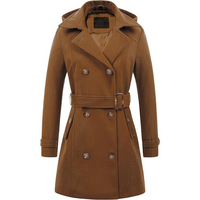 Ladies Padded Winter Trench Coat with Hood - Nina-Brown-S-State of Style