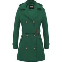 Ladies Padded Winter Trench Coat with Hood - Nina-Green-S-State of Style