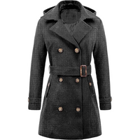 Ladies Padded Winter Trench Coat with Hood - Nina-Grey-S-State of Style