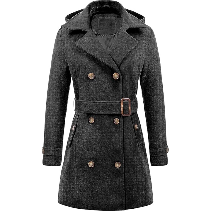 Ladies Padded Winter Trench Coat with Hood - Nina-Grey-S-State of Style
