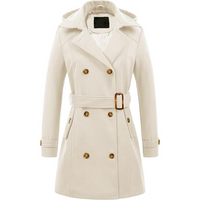 Ladies Padded Winter Trench Coat with Hood - Nina-White-S-State of Style