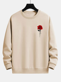 Ladies' Rose Print Sweatshirt - Amelia-Beige-S-State of Style