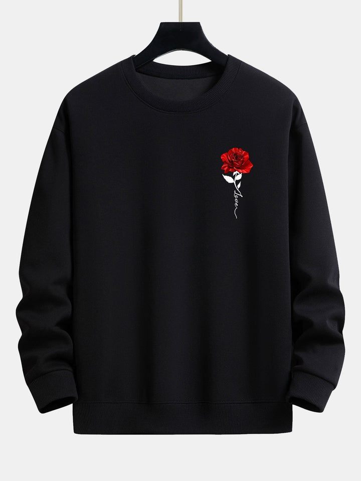 Ladies' Rose Print Sweatshirt - Amelia-Black-S-State of Style