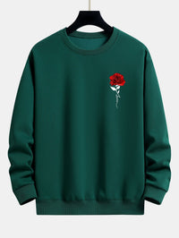Ladies' Rose Print Sweatshirt - Amelia-Dark Green-S-State of Style