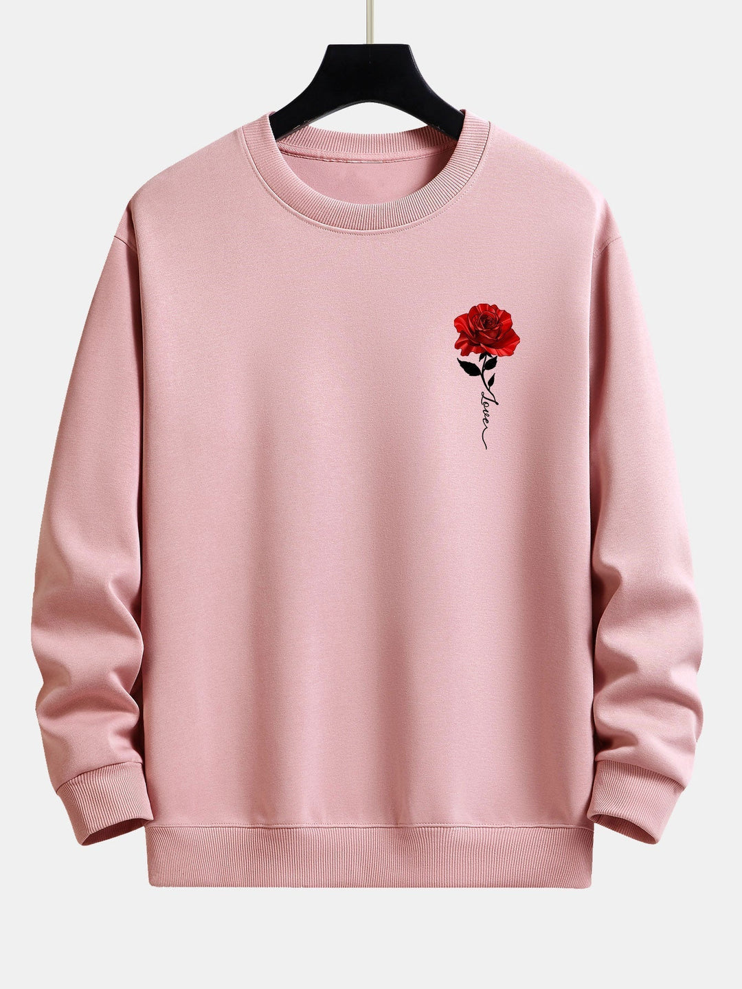 Ladies' Rose Print Sweatshirt - Amelia-Light Pink-S-State of Style