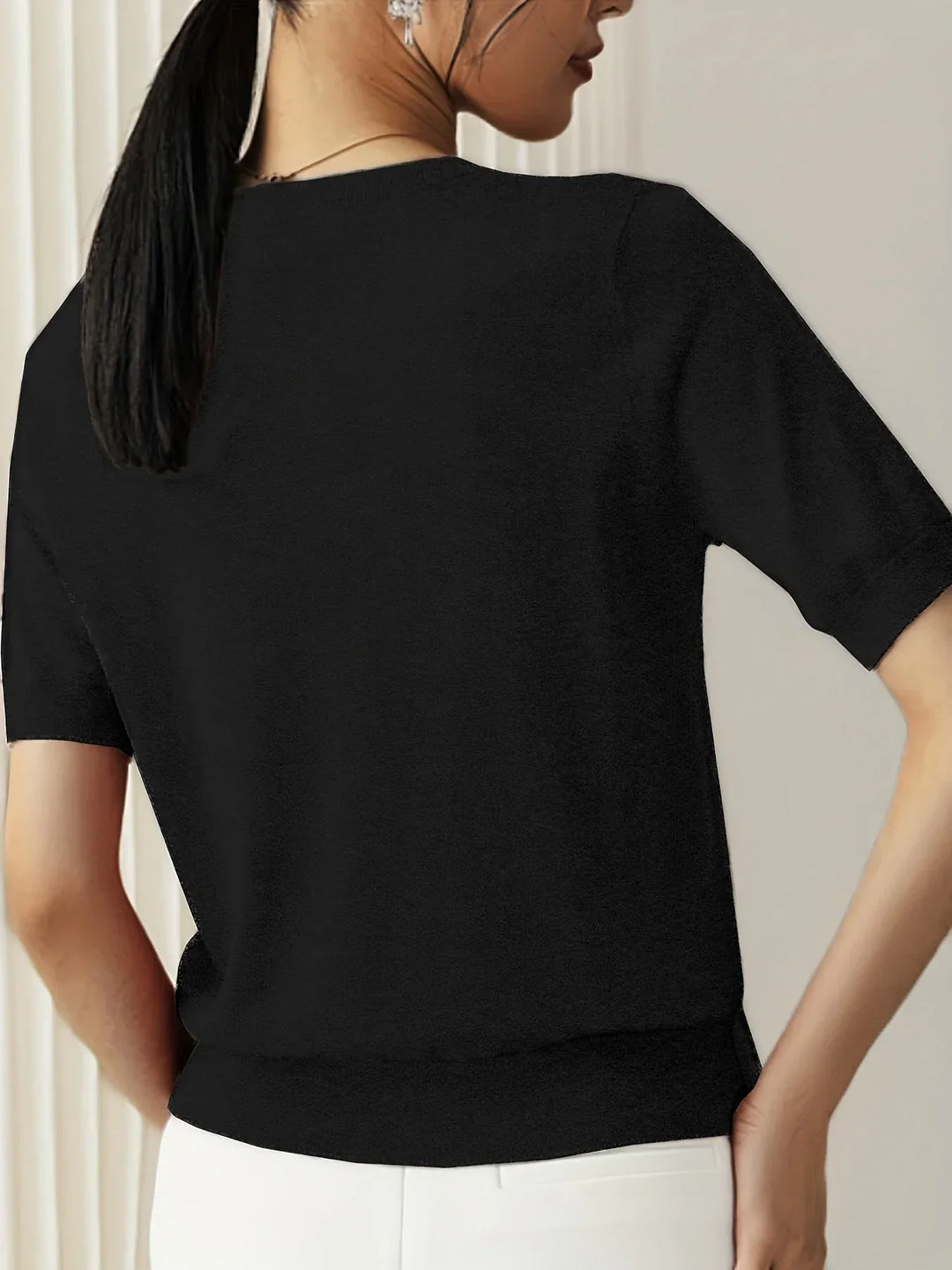 Ladies Short Sleeve Spring Sweater – Mila-Gray-XS-State of Style