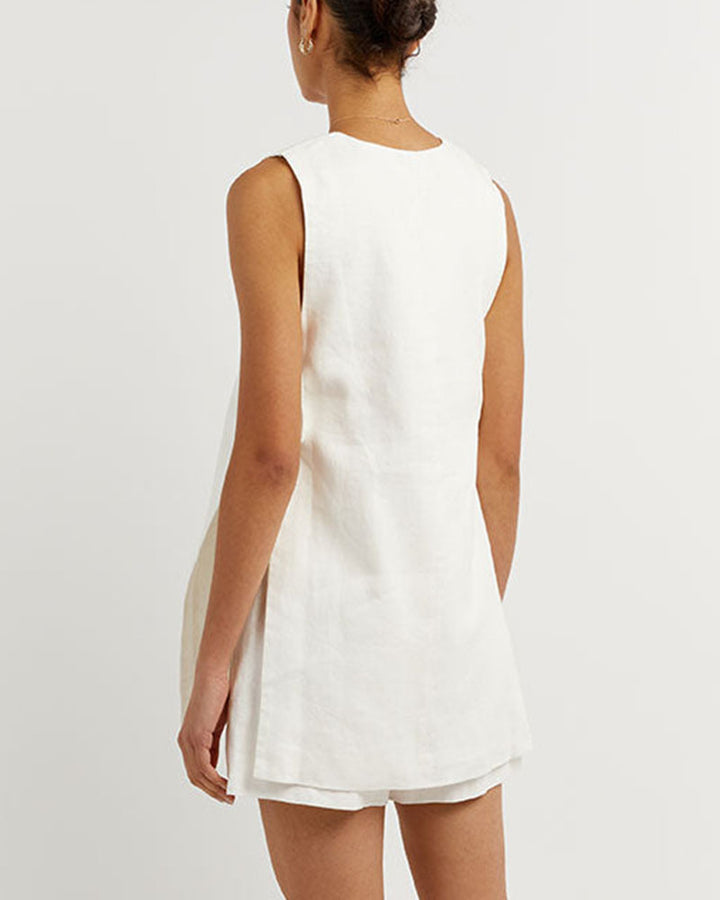 Ladies Somerset with Sleeveless Gilet and High Waisted Shorts - Sylvie-White-S-State of Style