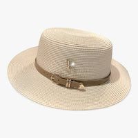 Ladies' straw hat with a flat crown – Aurelle-Beige-State of Style