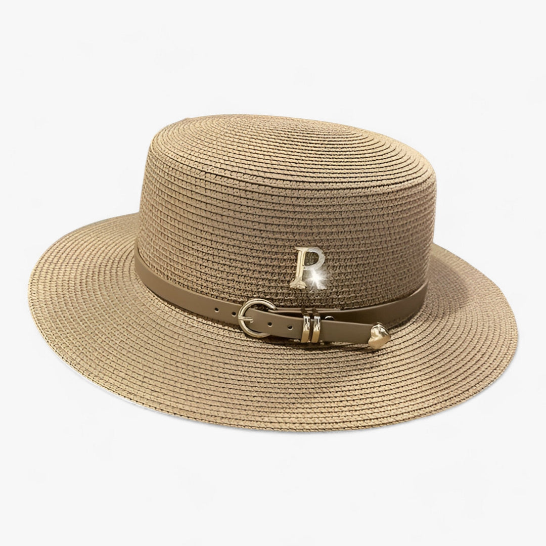 Ladies' straw hat with a flat crown – Aurelle-Khaki-State of Style