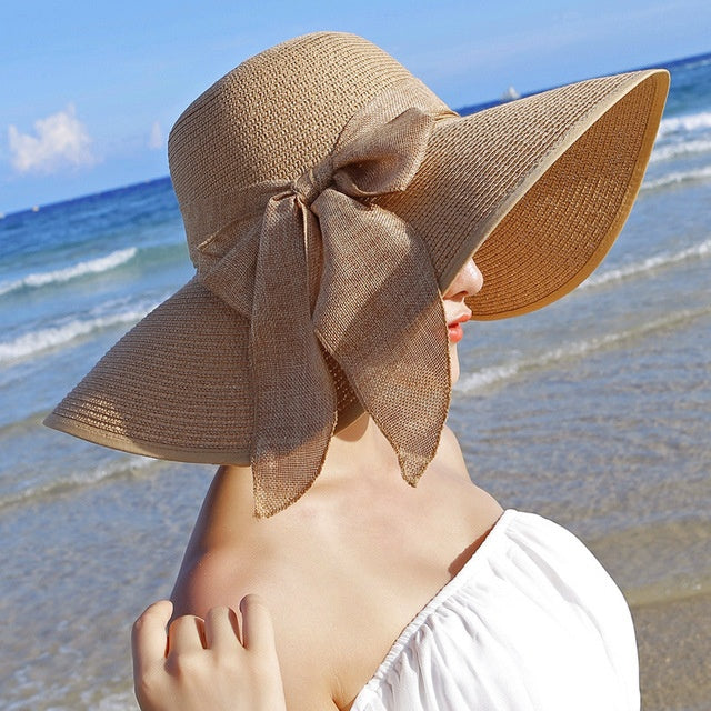 Ladies' straw hat with sun protection – Candy-Coffee-State of Style